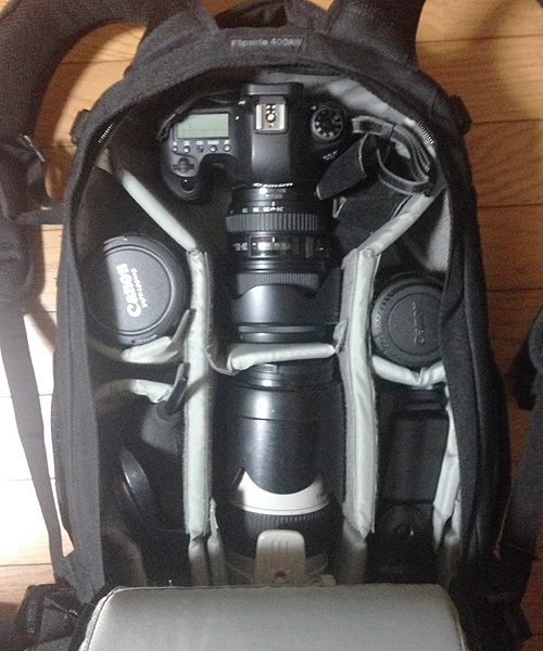 リュック型カメラバッグ・Lowepro フリップサイド 400AW: EOS 6D